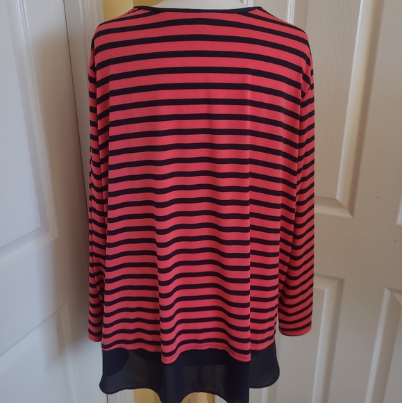 SUSAN GRAVER BLACK ORANGE STRIPED TUNIC, SIZE 3XP - Picture 6 of 10